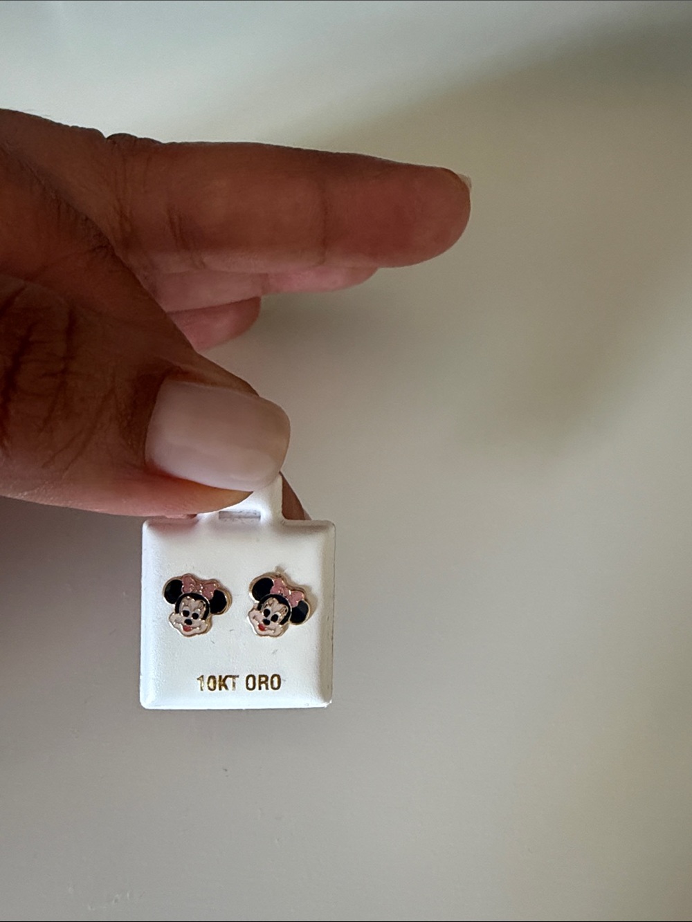 10KT Gold Minnie Mouse Stud Earrings - Black & Pink Enamel